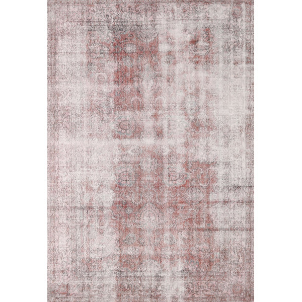 Bloomsbury Market Baldev Power Loom Gray/Pink Rug Wayfair